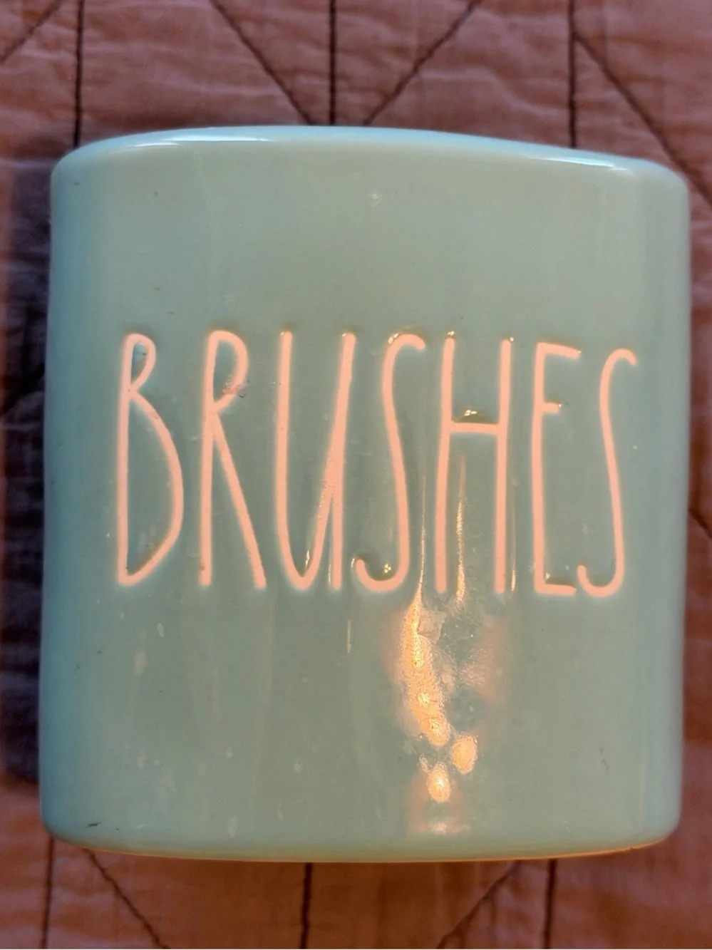 Ceramic Brushes Holder in Light Teal by Rae dun
